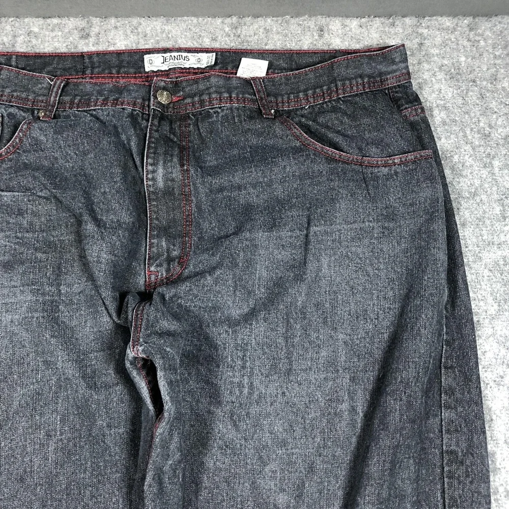 Vintage Akademiks Jeanius Jeans Mens 50x32 Gray Relaxed Wide Leg Denim Big Tall